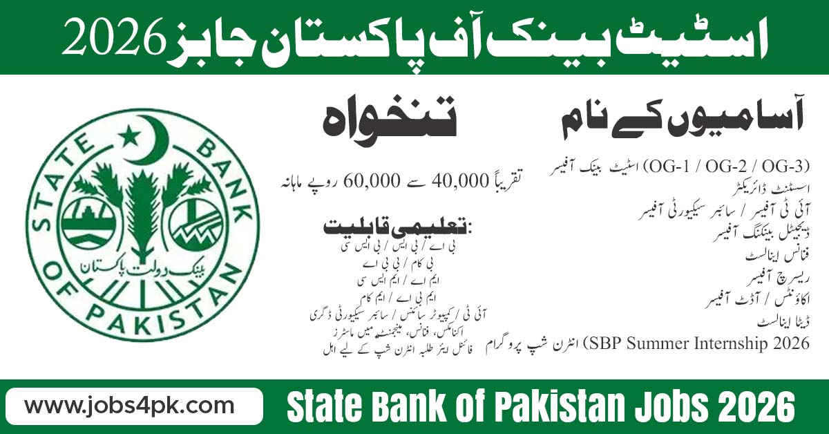 State Bank of Pakistan Jobs 2026