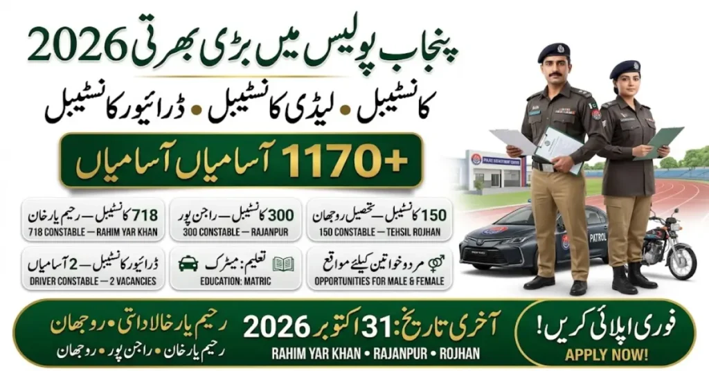 Punjab Police Jobs 2026 – Constable, Lady Constable & Driver Constable